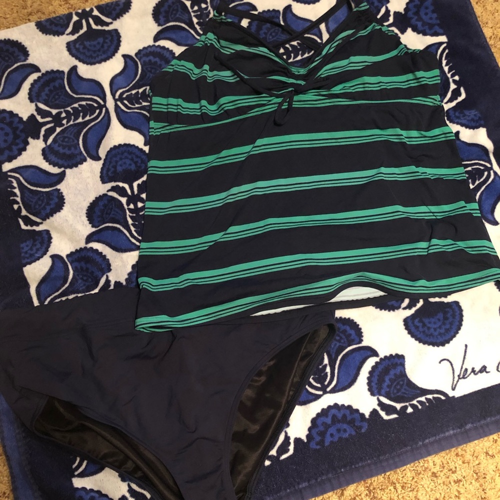 Lands’ End tankini top and bottom size 18